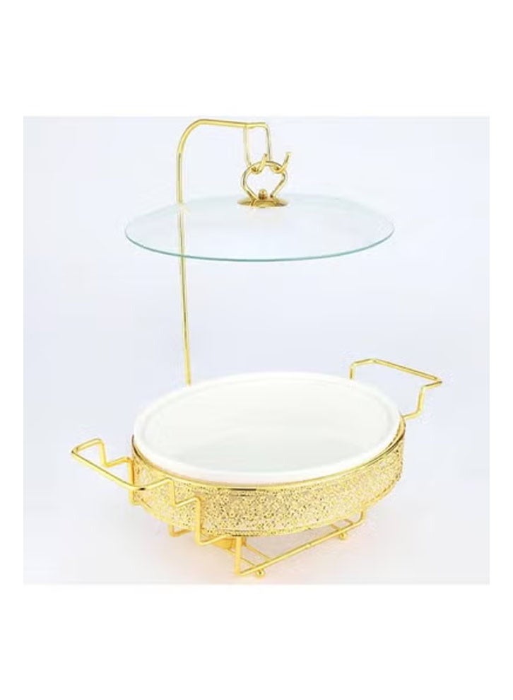 كيكي طبق تقديم أنيق متعدد الأقسام مع لمسات ذهبية وغطاء شفاف - Image 5