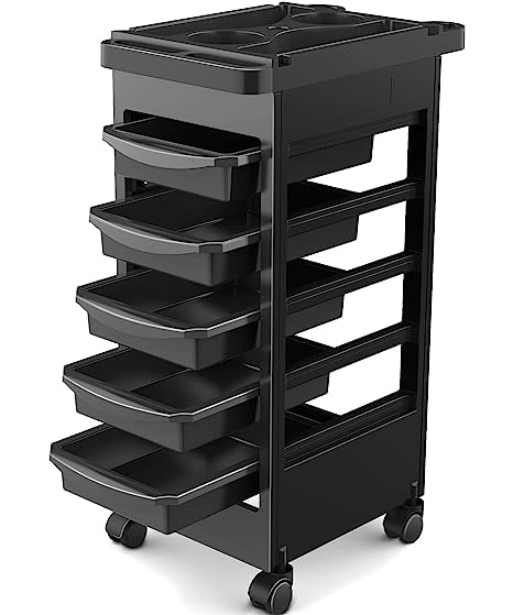 Qtavia lookstar Budget Hair Styling Salon Trolley Cart with Wheels and 5 Drawers Salon Rolling Cart for Extra Hairdresser Storage Tool Free Rolling Salon Cart for Hair Stylist Hairdresser Beauty Tattoo - Image 1