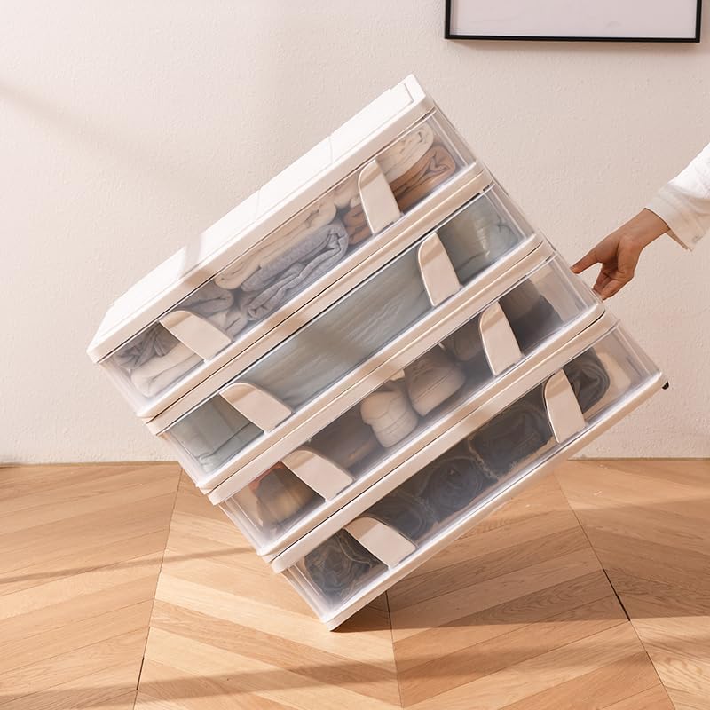 Kuber Industries Pack of 1 Wardrobe Storage Box Drawer Organizer Multipurpose Closet Cabinet Modular Drawers Box Drawers Box for Clothes and Toys YM201 Transparent - Image 1