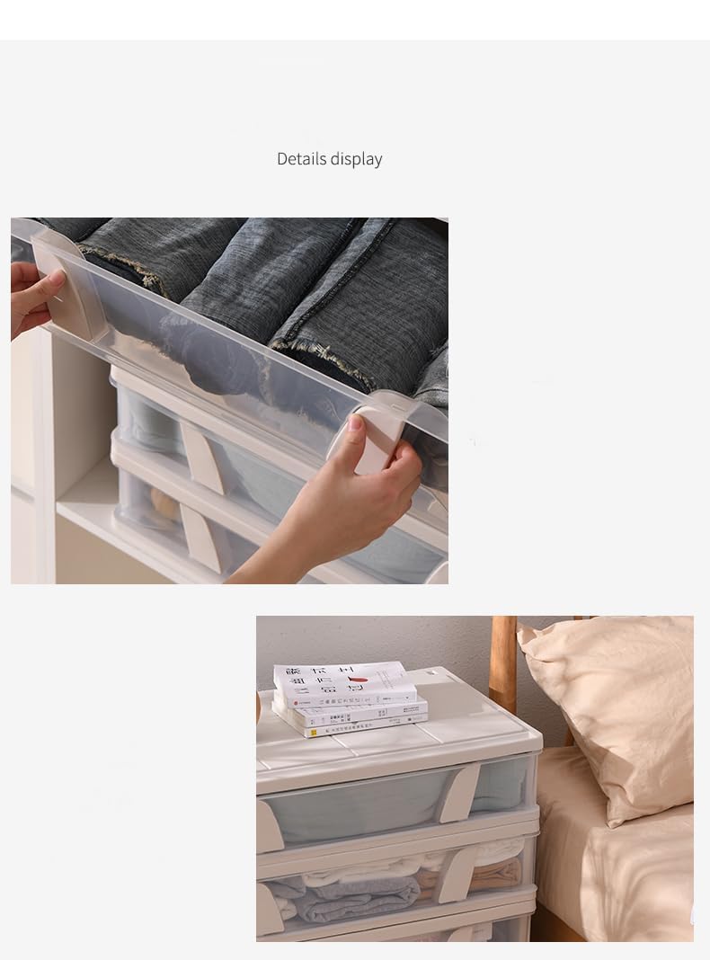 Kuber Industries Pack of 1 Wardrobe Storage Box Drawer Organizer Multipurpose Closet Cabinet Modular Drawers Box Drawers Box for Clothes and Toys YM201 Transparent - Image 4