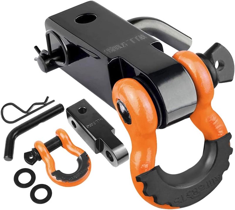 AUTOBOTS Tow Hitch Receiver 2", 45,000 Lbs Break Strength Shackle Hitch Receiver with 5/8" Screw Pin, 3/4 Shackle, Towing Accessories for Vehicle Trailer Recovery Off-Road Orange&Black - Image 1