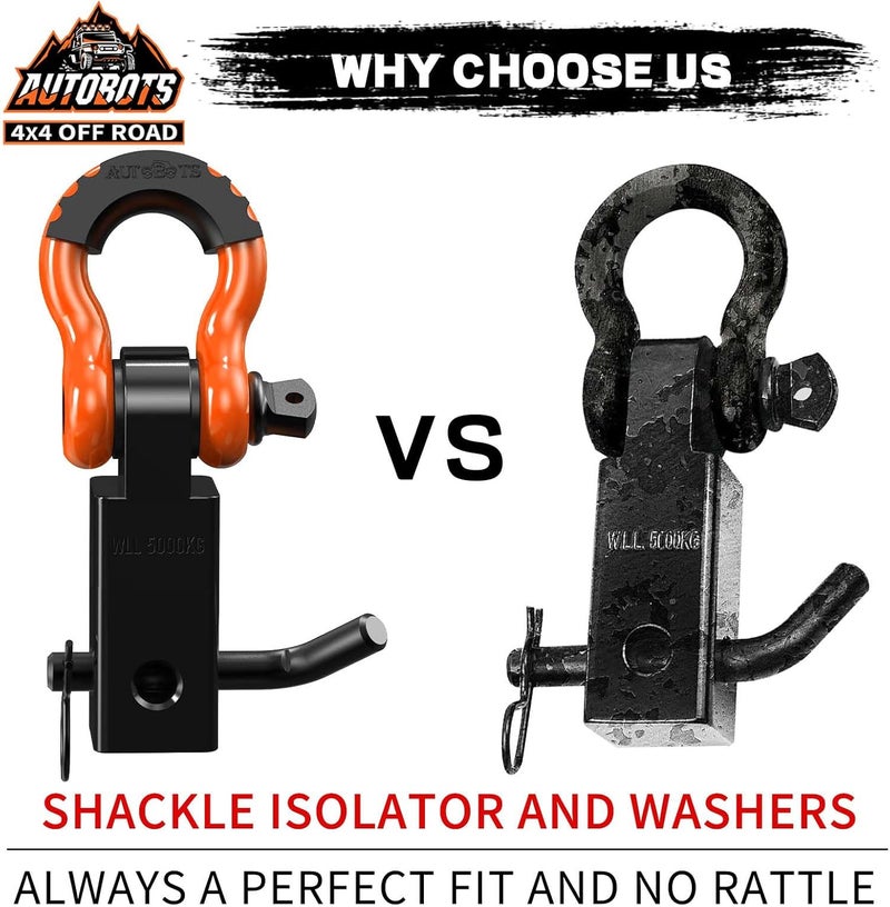 AUTOBOTS Tow Hitch Receiver 2", 45,000 Lbs Break Strength Shackle Hitch Receiver with 5/8" Screw Pin, 3/4 Shackle, Towing Accessories for Vehicle Trailer Recovery Off-Road Orange&Black - Image 5