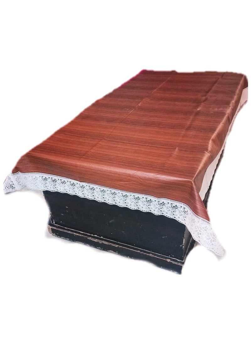 craft city CRAFT CITY Brown Color Wood Print Center/Dining Table Cover for 2/4/6 Seater Table Cloth/Water and dust with Oil-Proof PVC Rectangular Shape (60x90 inch)  - Image 1