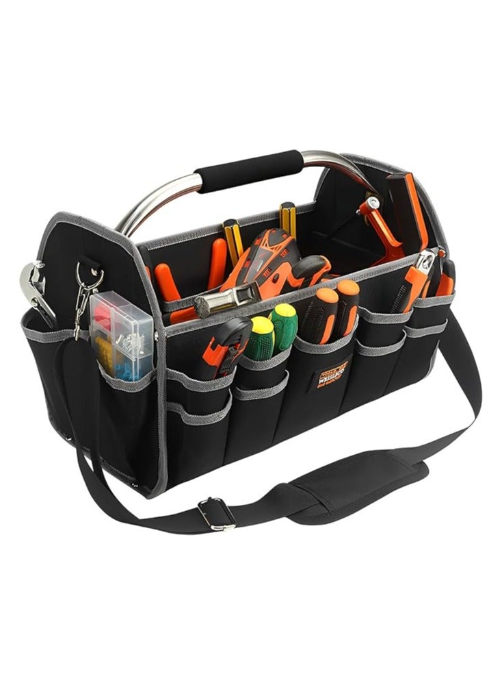 general Heavy-duty tool kit, 16-inch open top, foldable tool organizer with handle, electrician's tool kit, wide-mouth tool organizer and storage - Image 1