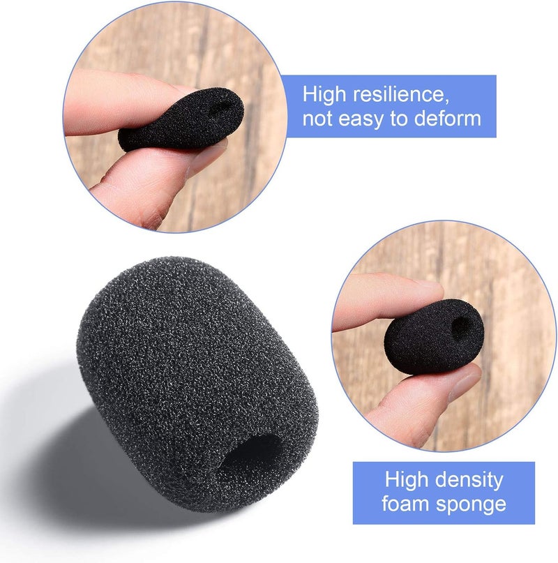 Weewooday 50 Pieces Mini Foam Microphone Windscreen Headset Mic Covers Foam Protection for Small Lapel and Lavalier Microphones(Black) - Image 3