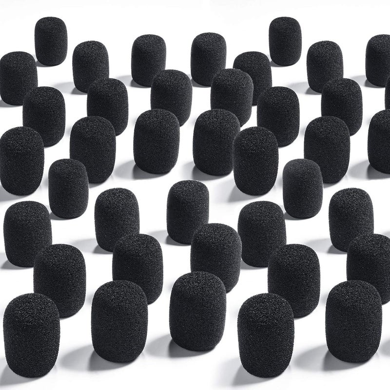 Weewooday 50 Pieces Mini Foam Microphone Windscreen Headset Mic Covers Foam Protection for Small Lapel and Lavalier Microphones(Black) - Image 1