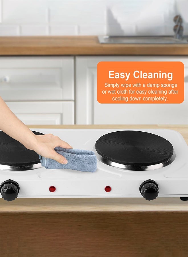 TELANPU Electric Stove & Heater, Electric Hot Plate Two Burners 2000W, White - Image 5