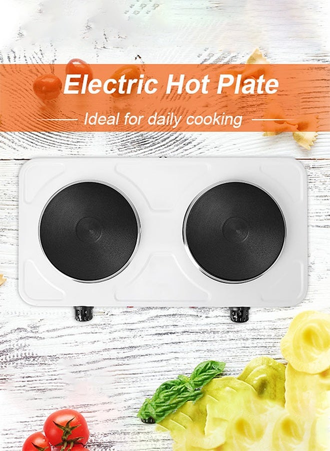 TELANPU Electric Stove & Heater, Electric Hot Plate Two Burners 2000W, White - Image 2