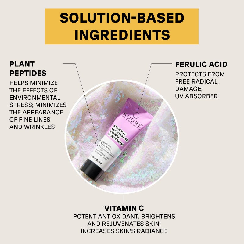 Acure Radically Rejuvenating Whipped Night Cream - Anti Aging Peptide Night Face Cream for Women & Men, Hydrating & Renewing Moisturizer for Fine Lines and Dark Spots with Vitamin C - 1.7 fl oz - Image 3