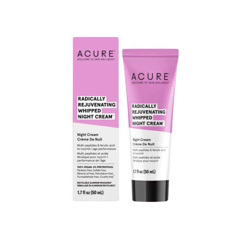 Acure Radically Rejuvenating Whipped Night Cream - Anti Aging Peptide Night Face Cream for Women & Men, Hydrating & Renewing Moisturizer for Fine Lines and Dark Spots with Vitamin C - 1.7 fl oz - Image 1
