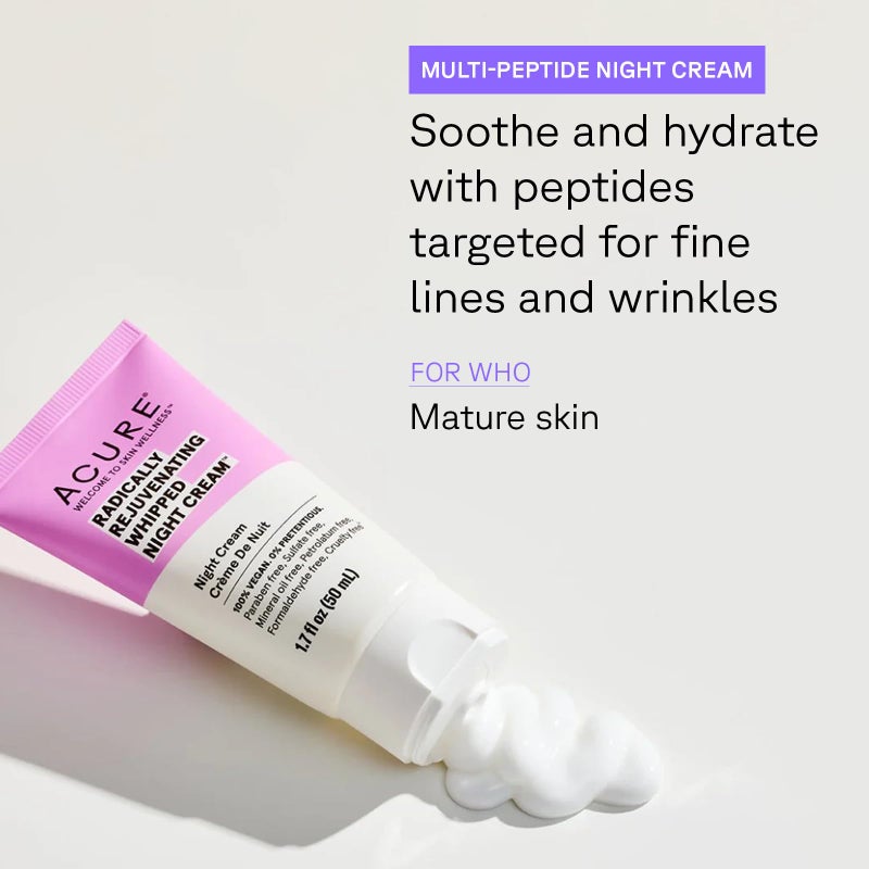 Acure Radically Rejuvenating Whipped Night Cream - Anti Aging Peptide Night Face Cream for Women & Men, Hydrating & Renewing Moisturizer for Fine Lines and Dark Spots with Vitamin C - 1.7 fl oz - Image 2