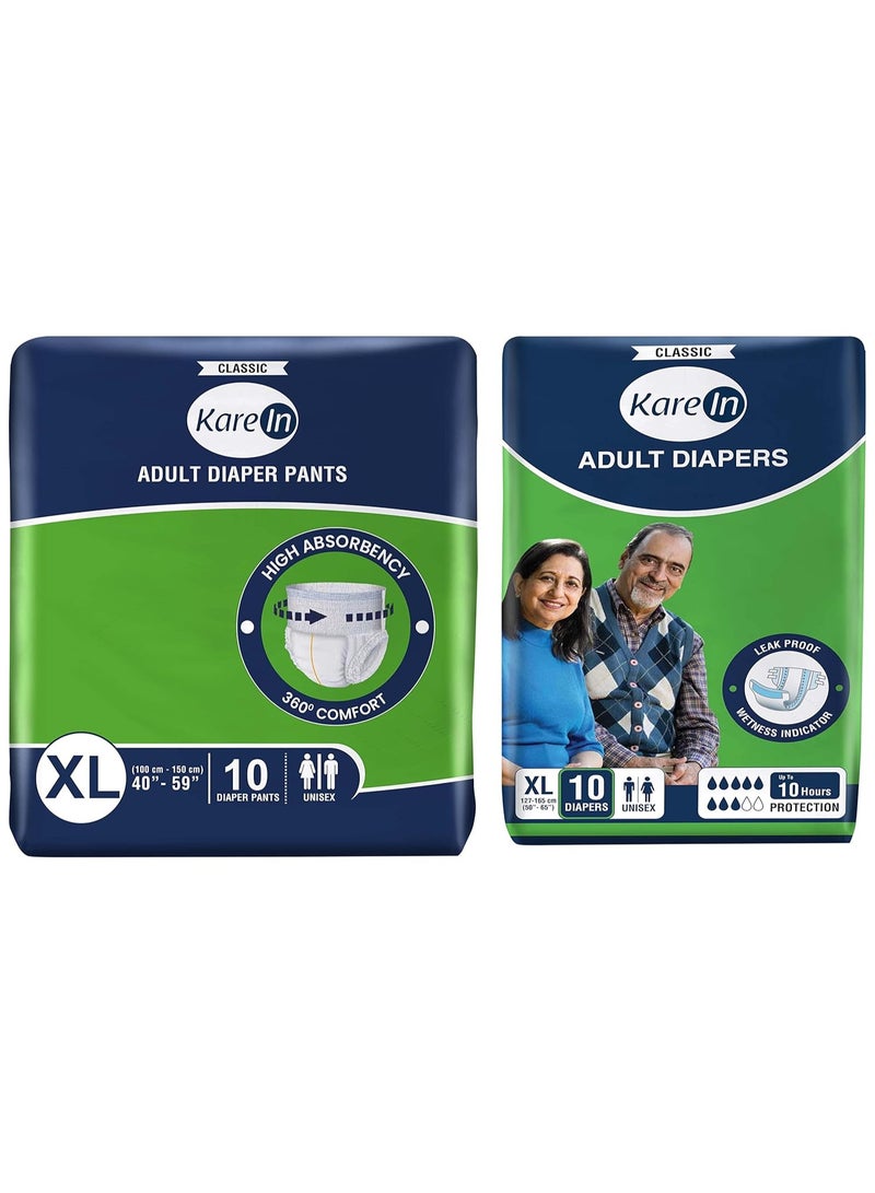 KareIn Classic Adult Diaper Pants, Extra Large  10 Count & KareIn Classic Adult Diapers, Extra Large, Waist Size , 10 Count - Image 1