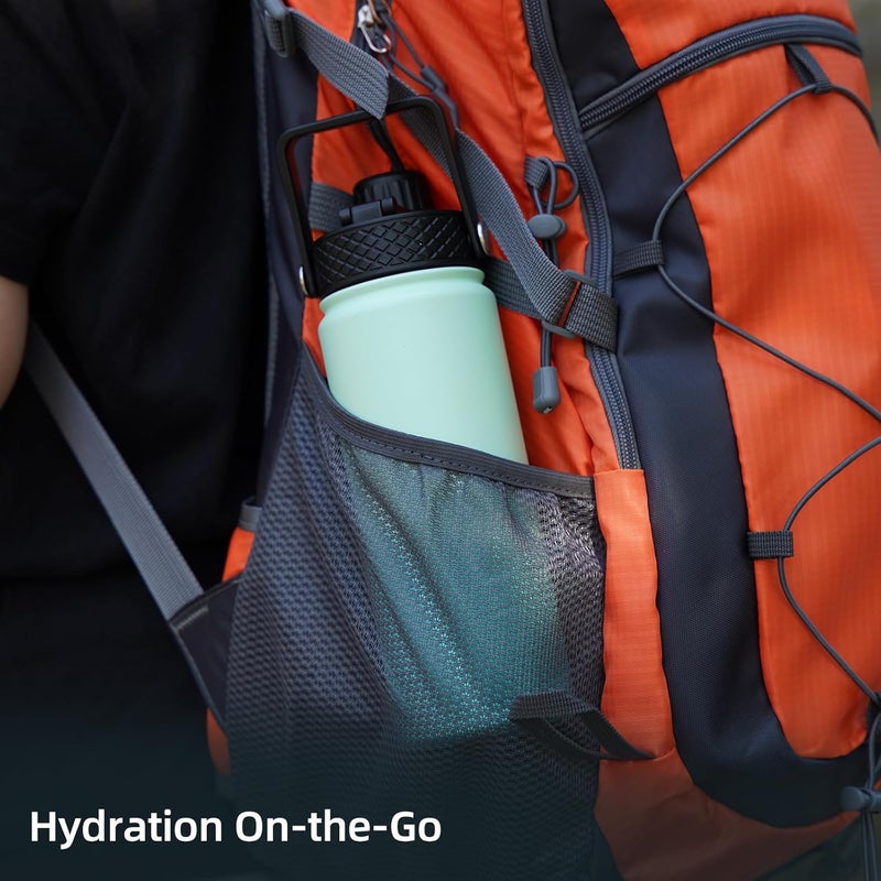 BJPKPK زجاجة مياه معزولة من بي ��ي بي كي بي كي مع غطاء شفاط، زجاجة مياه من الفولاذ المقاوم للصدأ سعة 27 أونصة مع 3 أغطية، ترمس معدني مانع للتسرب خالٍ من BPA، أكواب، أكواب، يحافظ على البرودة والسخونة - كرز - Image 2