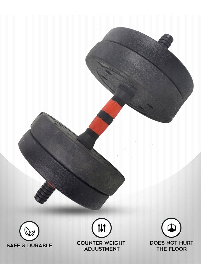 PowerMax Fitness Fitness Pds-20P Adjustable Pvc Cement Dumbbells With Non-Slip Handle And Adjustable Weight Plates Set - Black  - Image 4