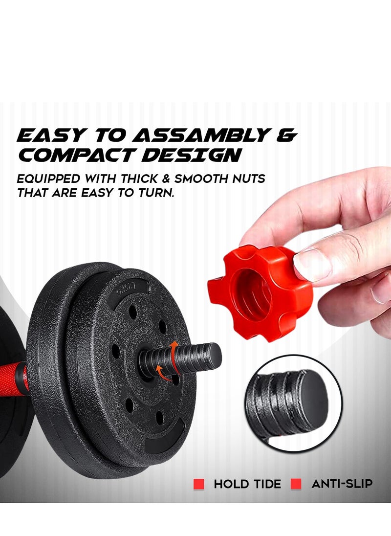 PowerMax Fitness - Fitness Pds-20P Adjustable Pvc Cement Dumbbells With Non-Slip Handle And Adjustable Weight Plates Set - Black - Image 1