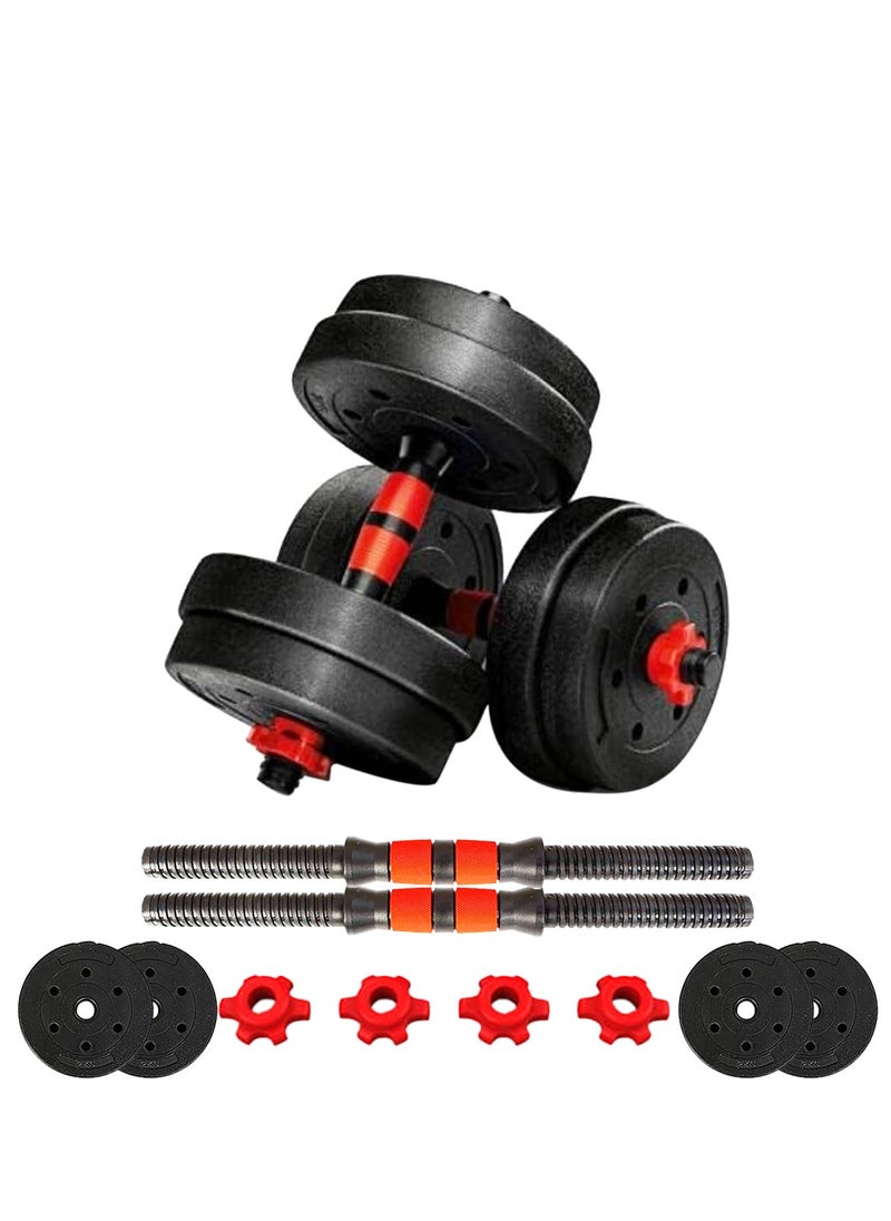 PowerMax Fitness Fitness Pds-20P Adjustable Pvc Cement Dumbbells With Non-Slip Handle And Adjustable Weight Plates Set - Black  - Image 1