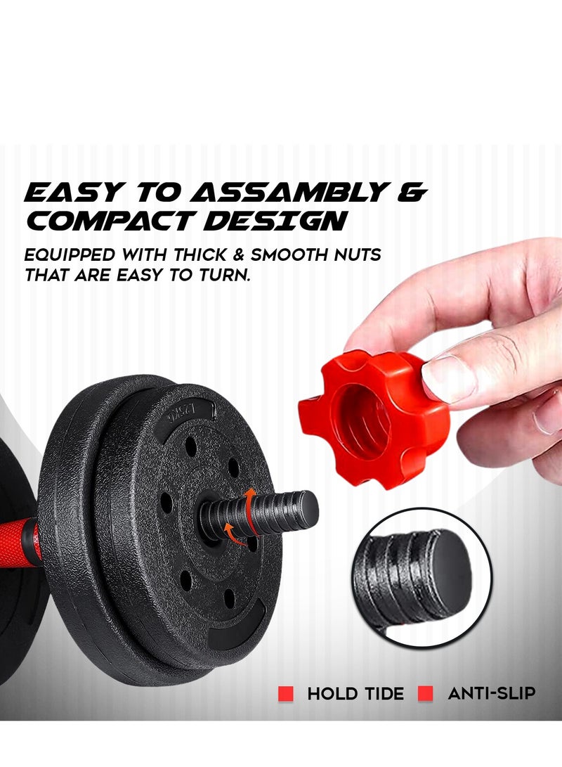 PowerMax Fitness PowerMax Fitness Pds-20P Adjustable Pvc Cement Dumbbells With Non-Slip Handle And Adjustable Weight Plates Set - Black - Image 4