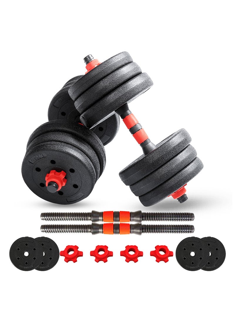 PowerMax Fitness - Fitness Pds-20P Adjustable Pvc Cement Dumbbells With Non-Slip Handle And Adjustable Weight Plates Set - Black - Image 1