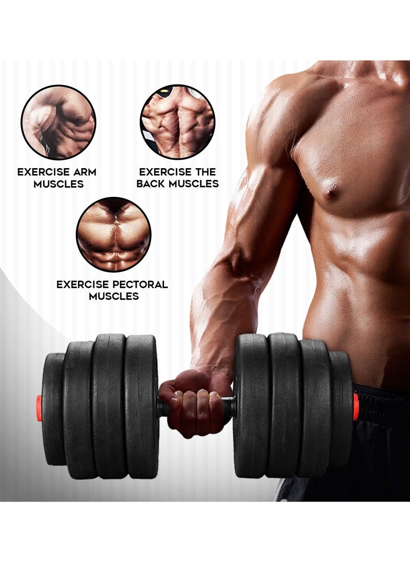 PowerMax Fitness - Fitness Pds-20P Adjustable Pvc Cement Dumbbells With Non-Slip Handle And Adjustable Weight Plates Set - Black - Image 1