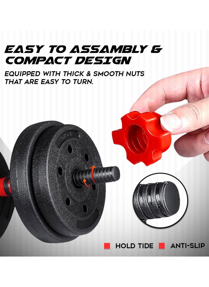 PowerMax Fitness - Fitness Pds-20P Adjustable Pvc Cement Dumbbells With Non-Slip Handle And Adjustable Weight Plates Set - Black - Image 1