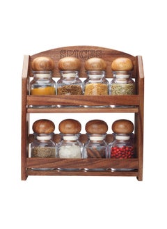BILLI 8-Piece Spice Bottles With Wooden Rack  - Image 3
