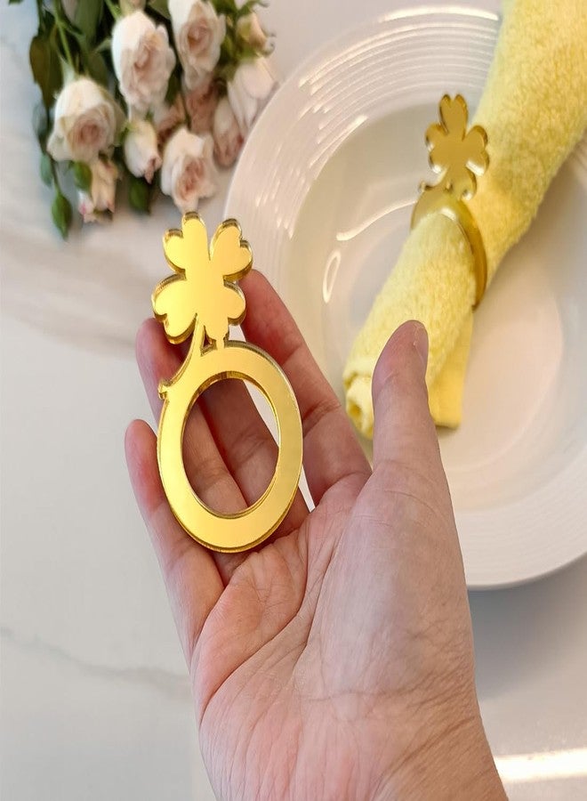 YongPan Set of 12 Gold Shamrock Napkin Rings,Acrylic Shamrocks Napkin Ring Holder Irish Wedding Decorations St Patrick's Dinner Party Decor Hostess Gift for Her St Patrick's Day - Image 3