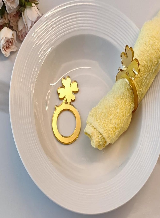 YongPan Set of 12 Gold Shamrock Napkin Rings,Acrylic Shamrocks Napkin Ring Holder Irish Wedding Decorations St Patrick's Dinner Party Decor Hostess Gift for Her St Patrick's Day - Image 5