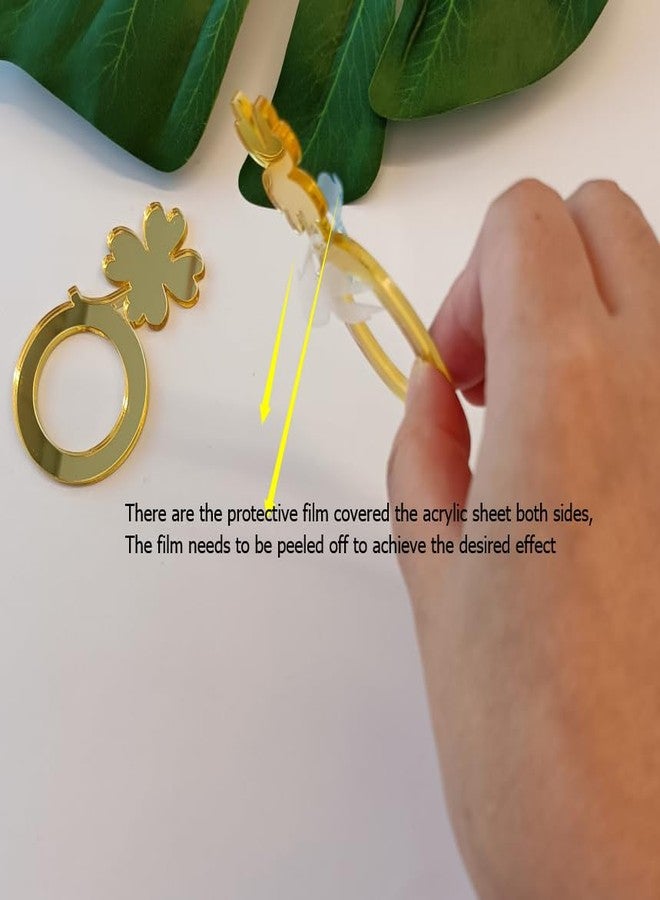 YongPan Set of 12 Gold Shamrock Napkin Rings,Acrylic Shamrocks Napkin Ring Holder Irish Wedding Decorations St Patrick's Dinner Party Decor Hostess Gift for Her St Patrick's Day - Image 2