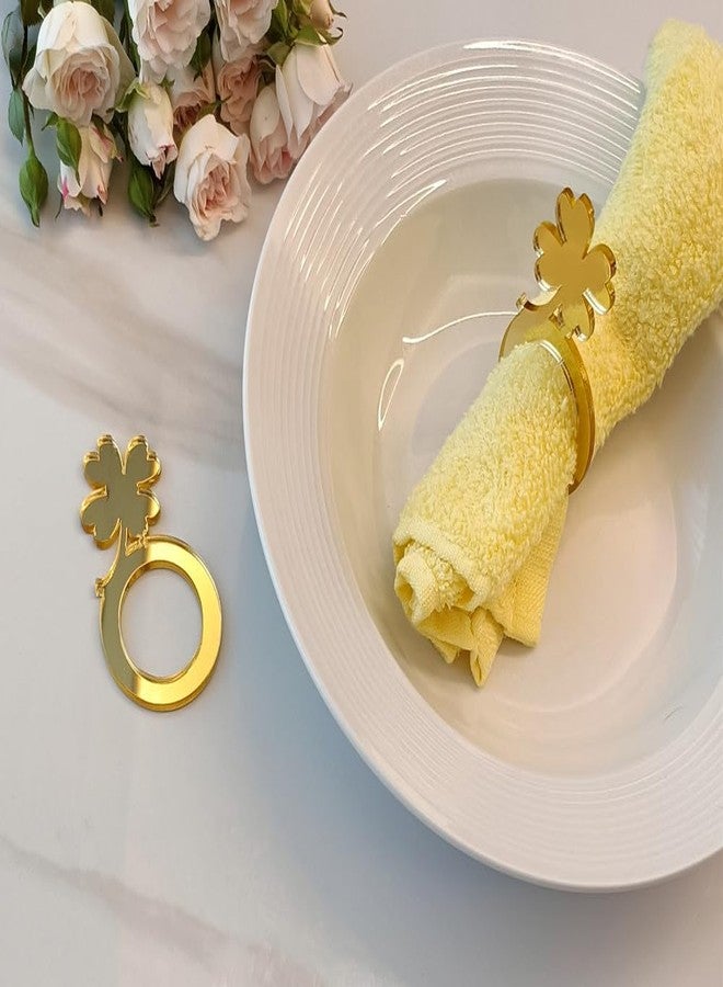 YongPan Set of 12 Gold Shamrock Napkin Rings,Acrylic Shamrocks Napkin Ring Holder Irish Wedding Decorations St Patrick's Dinner Party Decor Hostess Gift for Her St Patrick's Day - Image 4