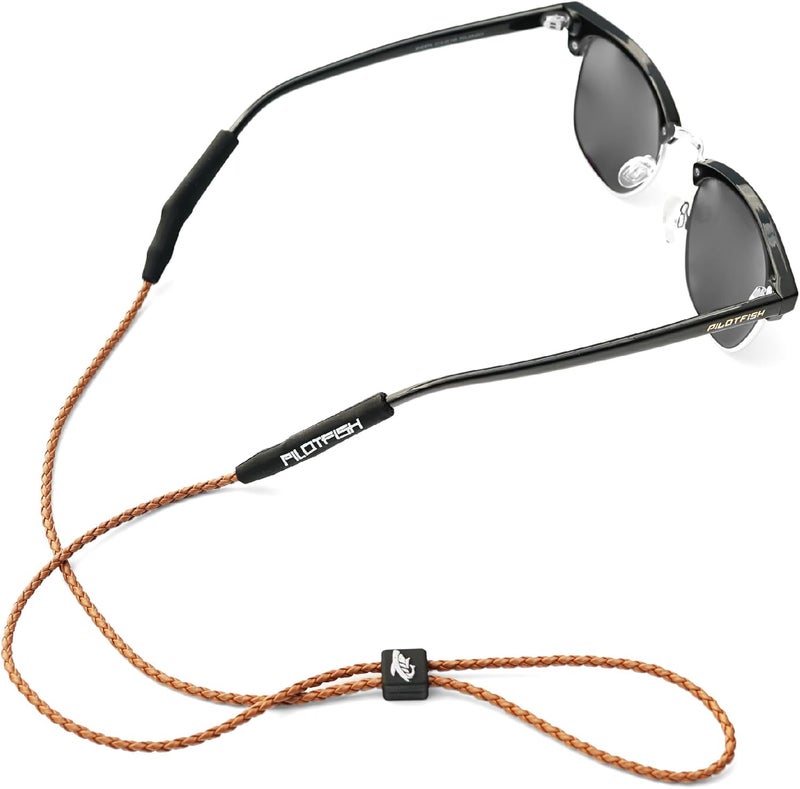 Pilotfish Leather Sunglasses Strap - Glasses Retainer Cord for Men or Women, Secure Chain Eyeglass or Sunglass Holder - Image 1