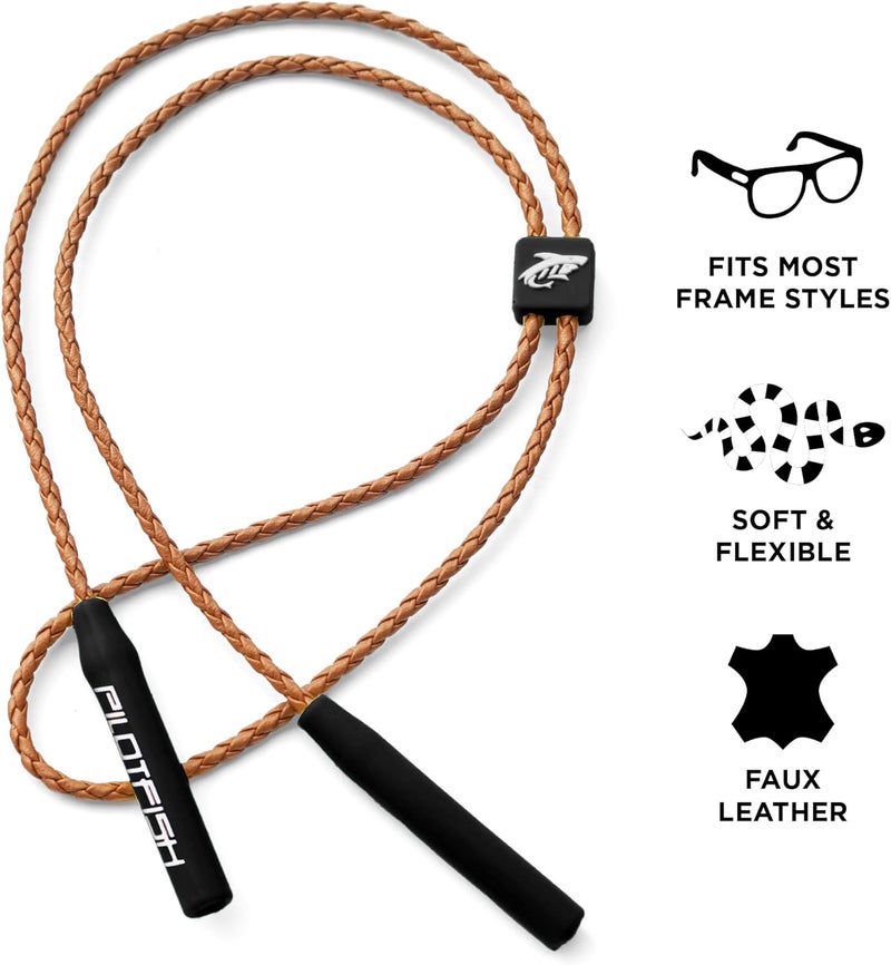 Pilotfish Leather Sunglasses Strap - Glasses Retainer Cord for Men or Women, Secure Chain Eyeglass or Sunglass Holder - Image 2