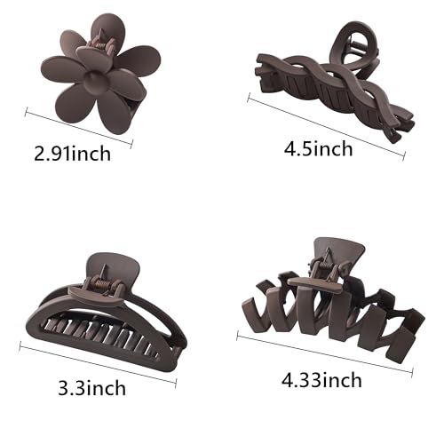 Sunolga 8PCS Hair Clips for Women Flower Claw Clips for Thick Hair NonSlip Hair Accessories with MultiStyles Neutral Colors Hair Claw Clips and Variety Pack Ideal for Girls - Image 3