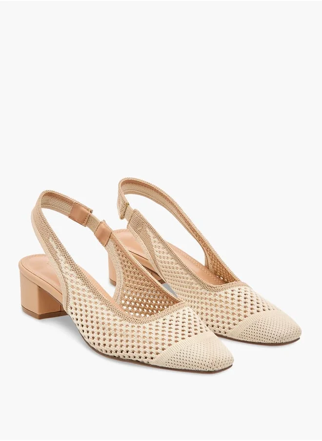 سيليست Women's Textured Slingback Shoes with Block Heels