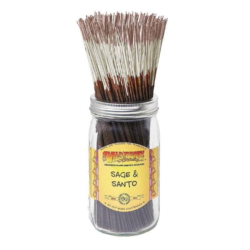 Wild Berry Wild Berry Incense Sticks  Sage  Santo  Green Woody Fragrance with Sage and Cedarwood  Hand Dipped in The USA 100 Count 