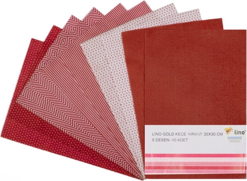 Lino - لباد لينو أحمر 5 أنماط 10 قطع 20 × 30 سم - Image 1