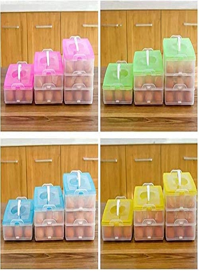 Raiyaraj Plastic Double Layer Refrigerator 24 Eggs Storage Box Airtight Basket Large Capacity Egg Box, Egg Carrier Container, Egg Storage Case(Multi Color) - Image 2