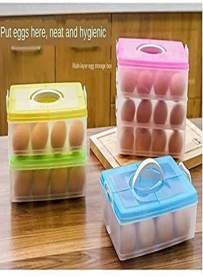 Raiyaraj Plastic Double Layer Refrigerator 24 Eggs Storage Box Airtight Basket Large Capacity Egg Box, Egg Carrier Container, Egg Storage Case(Multi Color) - Image 3
