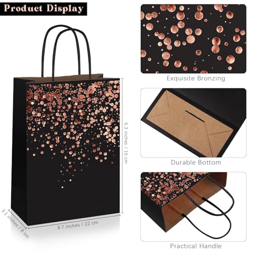 MIMIND 20 Pieces Rose Gold Gift Bags Birthday Party Favor Bags Bronzing Kraft Paper Goodie Treat Bags with Handle for Birthday, Wedding, Hen Party Celebrations - Image 2