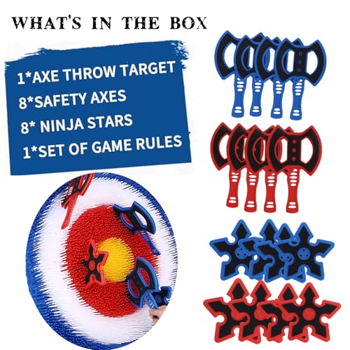 Stiatu Axe Throwing Bristle Target with 8 Throwing Axes Set,Axe Throwing Game for Backyard, Indoor &Outdoor,Yard Games,Carnival Games - Image 4