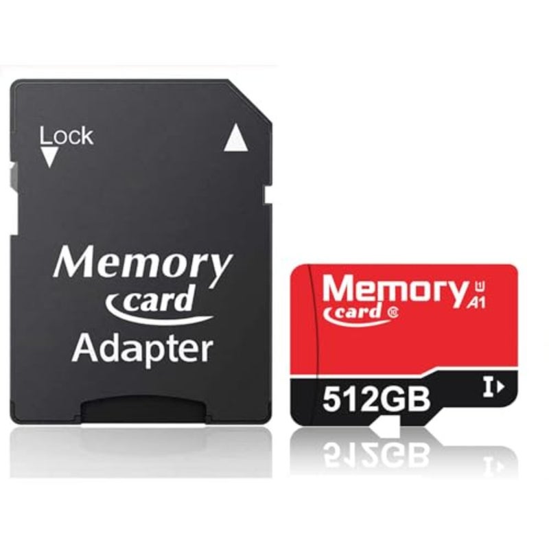 بطاقة ذاكرة MicroXC سعة 512 جيجابايت، فئة 10 U1 بطاقة microSD عالية السرعة للكاميرا/الهاتف/تاكوغراف/الكمبيوتر اللوحي، أسود، غلاف بوليمر متين للغاية - Image 1
