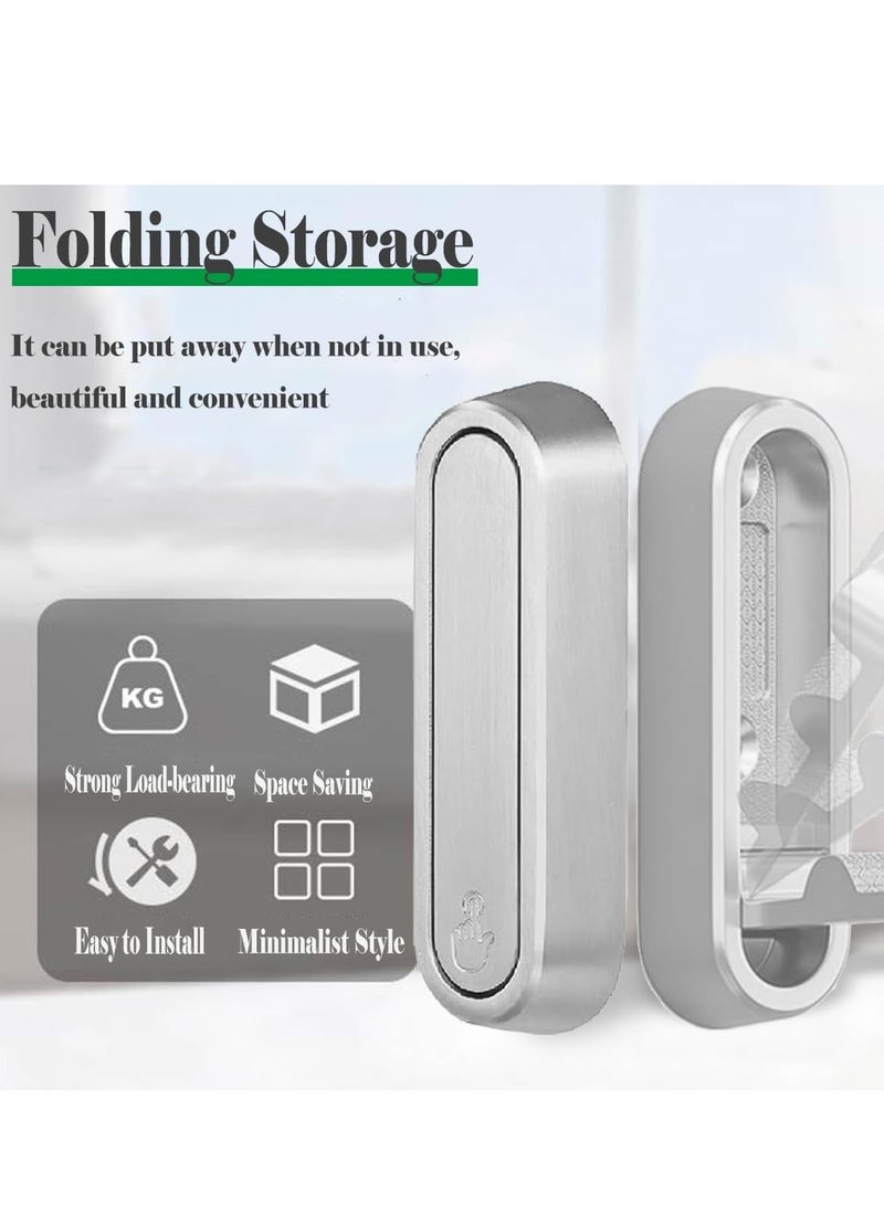 4 قطع خطاف معطف قابل للطي، خطاطيف حائط ثقيلة التحمل مصنوعة من سبائك الزنك، خطاطيف معطف قابلة للطي للحمام/غرفة النوم/خزانة الملابس (فضي) - Image 2