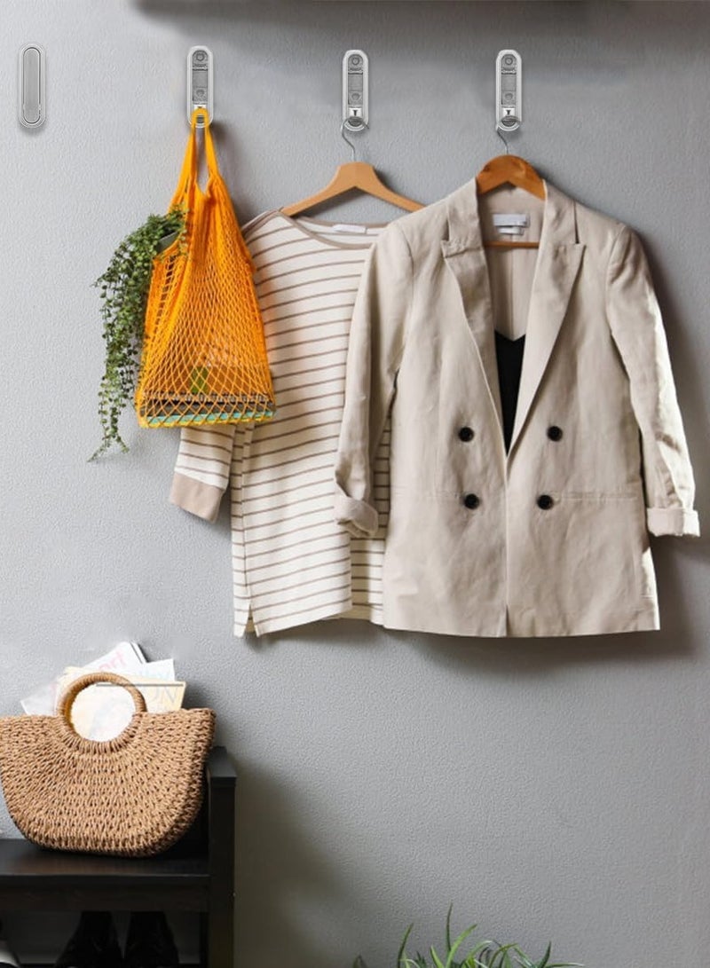 4 قطع خطاف معطف قابل للطي، خطاطيف حائط ثقيلة التحمل مصنوعة من سبائك الزنك، خطاطيف معطف قابلة للطي للحمام/غرفة النوم/خزانة الملابس (فضي) - Image 4