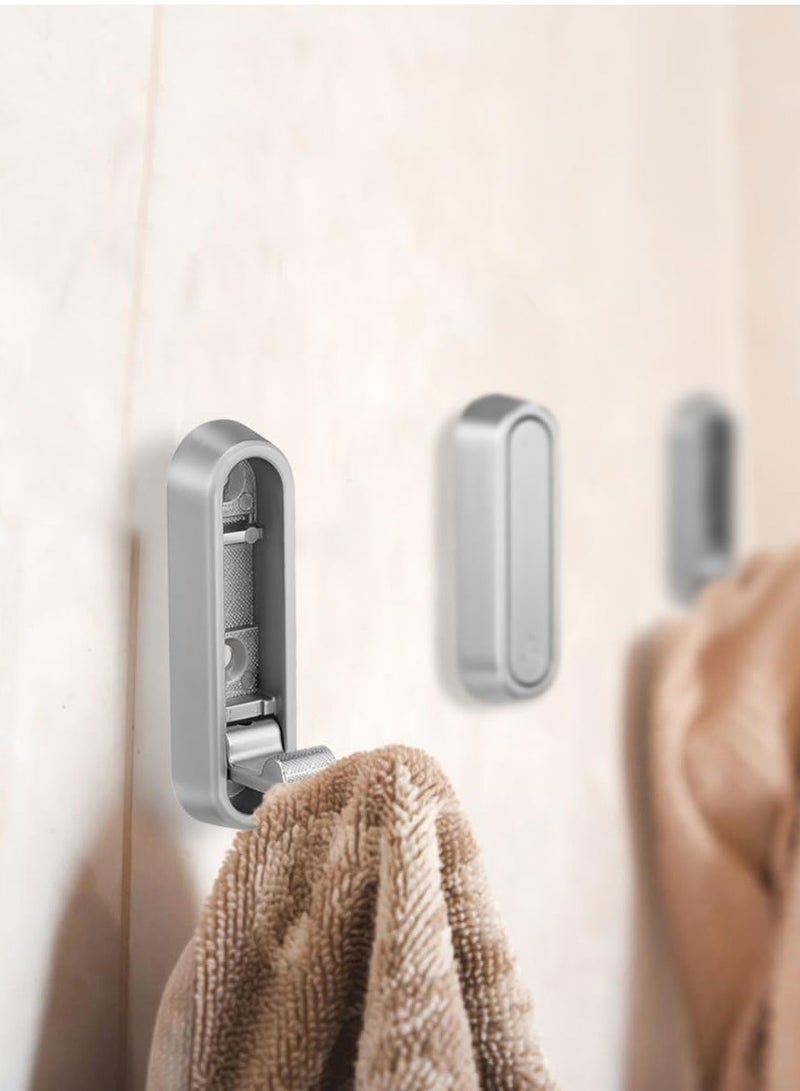 4 قطع خطاف معطف قابل للطي، خطاطيف حائط ثقيلة التحمل مصنوعة من سبائك الزنك، خطاطيف معطف قابلة للطي للحمام/غرفة النوم/خزانة الملابس (فضي) - Image 5