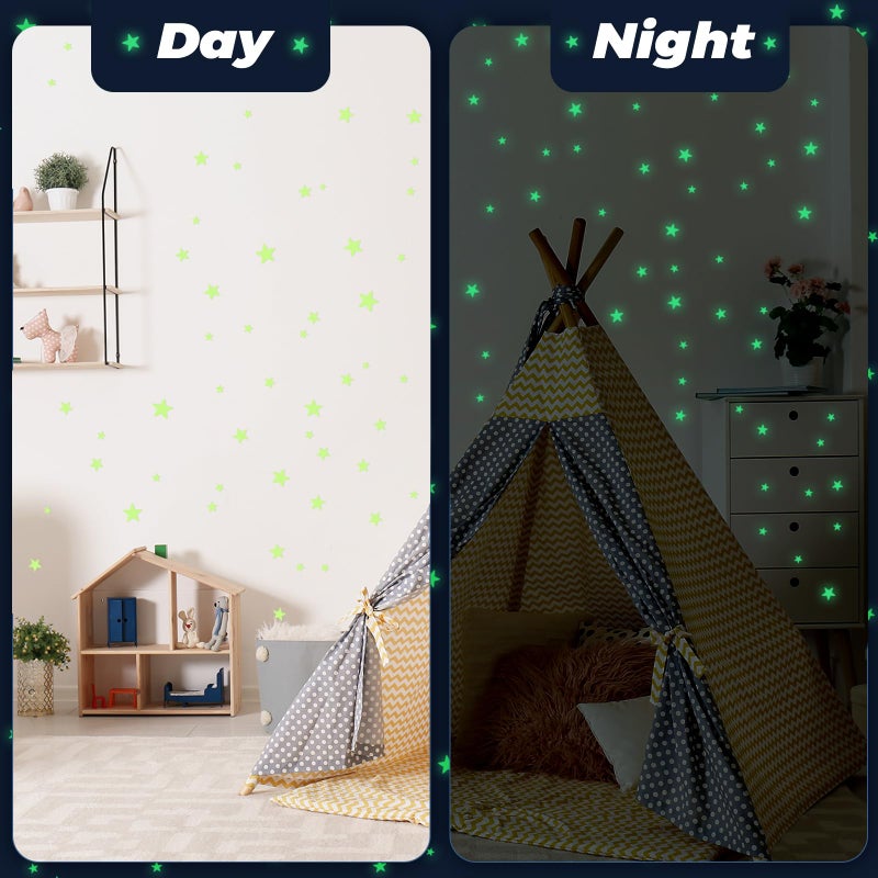 YIIFELL Glow in The Dark Stars Stickers for Ceiling, 514Pcs 3D Room Wall Decor Ceiling Stars Glow in The Dark Star Stickers Wall Decals for Kids Bedding Room or Party Birthday Gift - Image 3