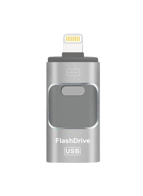 64GB USB Flash Drive, Shock Proof Durable External USB Flash Drive, Safe And Stable USB Memory Stick, Convenient And Fast I-flash Drive for iphone, (64GB Silver Gray)