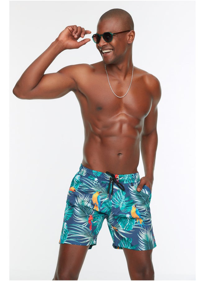 trendyol - Multi-Colored Men's Tropical Printed Standard Size Swimsuit Sea Shorts - Image 1