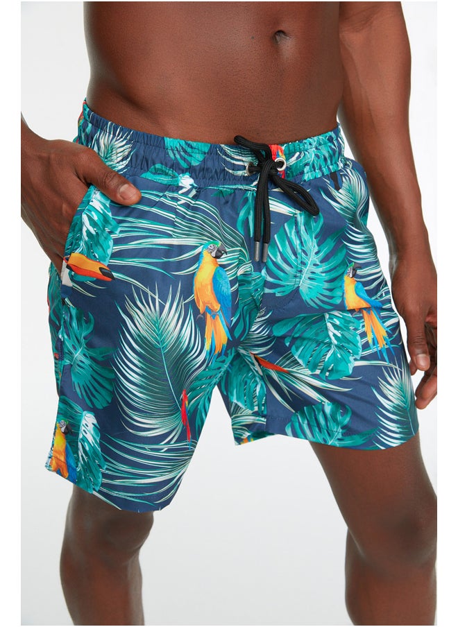 trendyol - Multi-Colored Men's Tropical Printed Standard Size Swimsuit Sea Shorts - Image 1