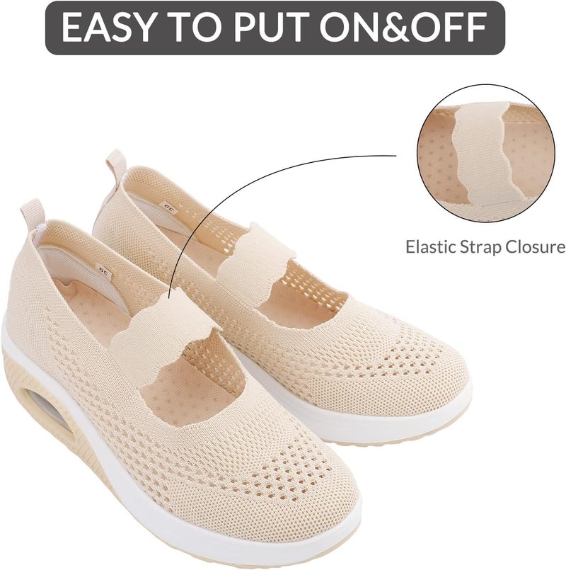 Womens Nurse Shoes Slip on Walking Shoes Casual Air Cushion Platform Mesh Walking Sneaker Adjustable Comfort Working Nurse Shoes - Image 3