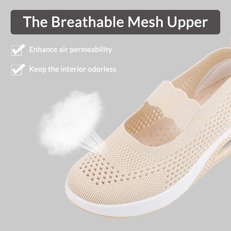 Womens Nurse Shoes Slip on Walking Shoes Casual Air Cushion Platform Mesh Walking Sneaker Adjustable Comfort Working Nurse Shoes - Image 4