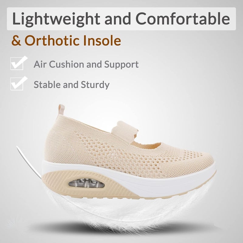 Womens Nurse Shoes Slip on Walking Shoes Casual Air Cushion Platform Mesh Walking Sneaker Adjustable Comfort Working Nurse Shoes - Image 2